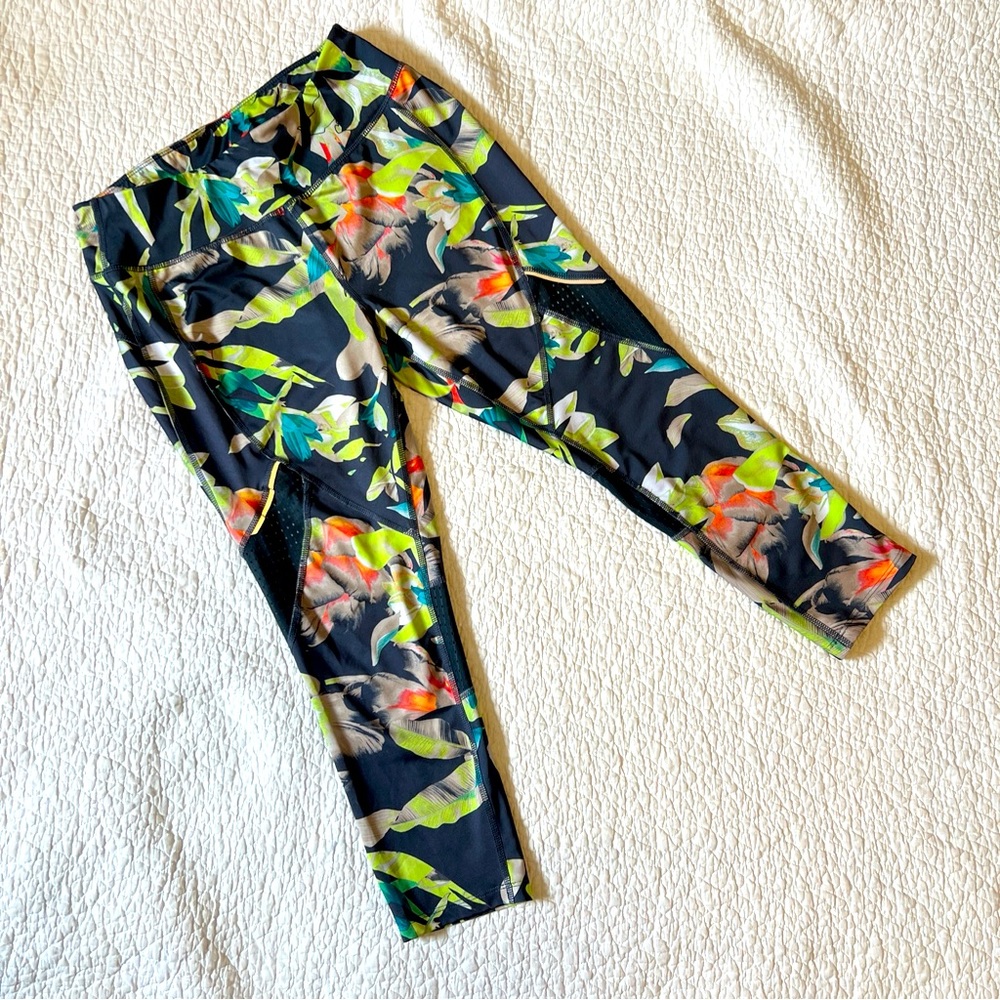 Avia Women's Tropical Mesh Spandex Joggers Bottom Pants; S